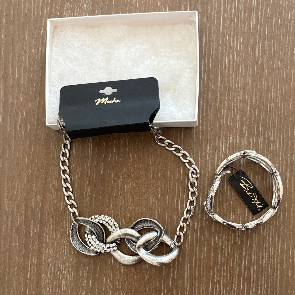 Silver Chain Necklace and Bracelet Set